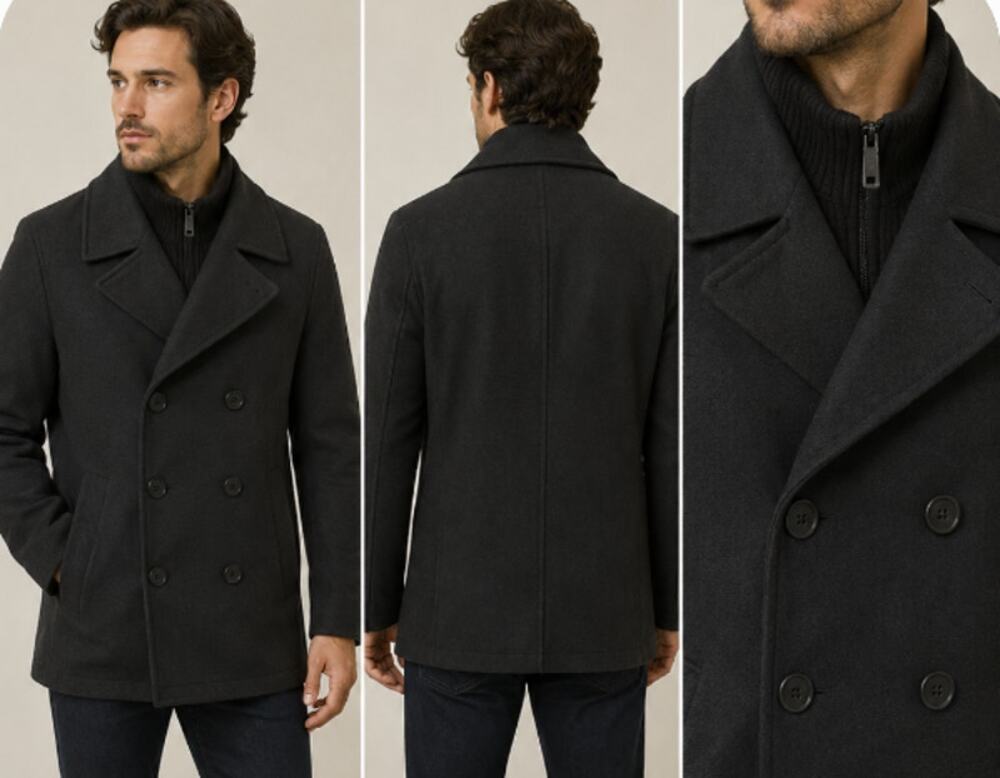 NWT Kenneth Cole Men’s Double-Breasted Pea Coat Size Medium